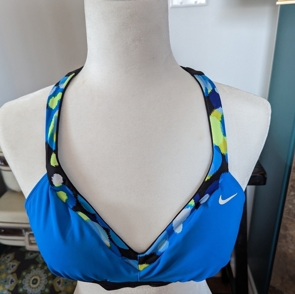 Nike bikini top  reversible black or print woman's Sz M - Picture 4 of 11
